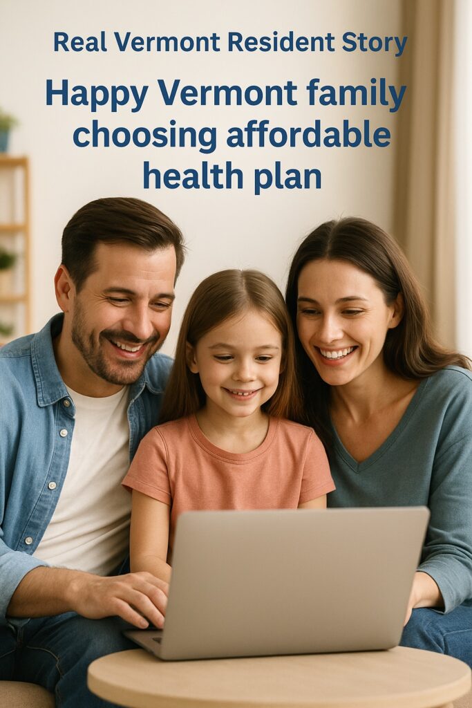 Happy Vermont family choosing affordable health plan