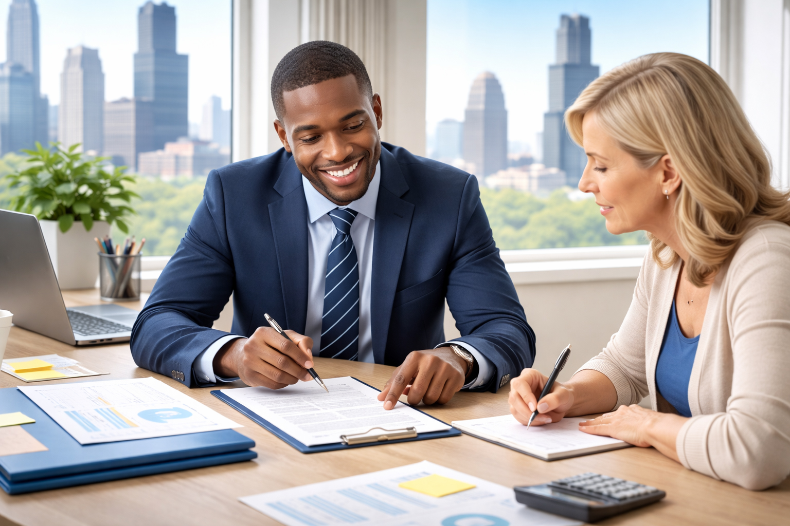 Licensed agent guiding client through systematic marketplace enrollment process step by step