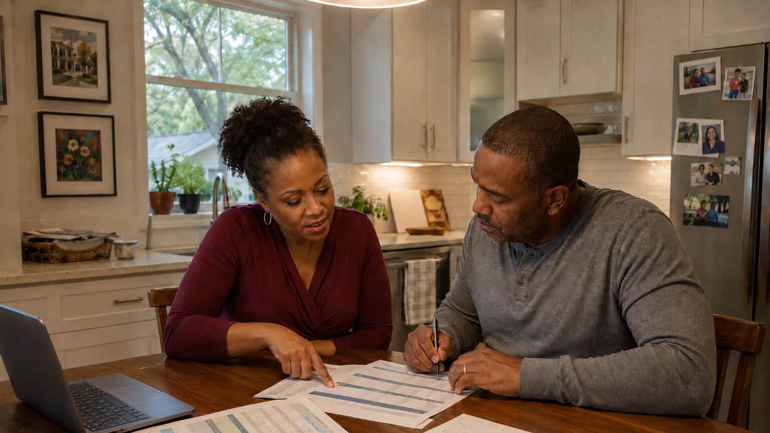 Alabama family reviewing 2026 health insurance plan options at their kitchen table in Birmingham