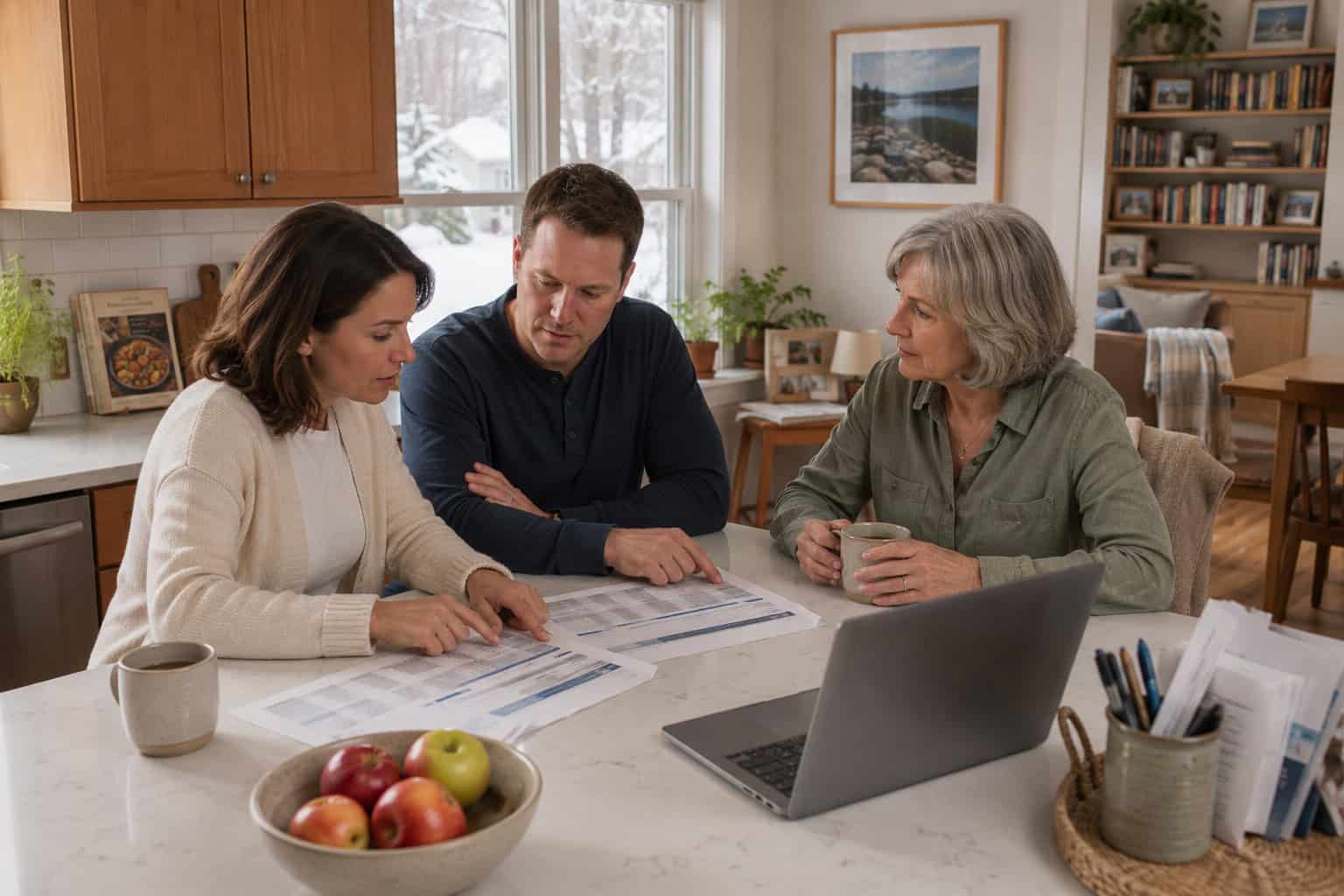 Vermont family reviewing 2026 health insurance plan options at a kitchen table in Burlington